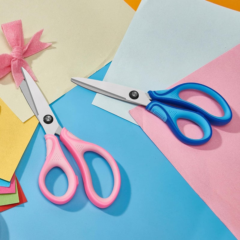 SLEMOON 7" Real Left handed Student Scissors, Premium Stainless Steel Blades Shears for Age 8~12,Ergonomic Semi-Soft ABS Rubber Grip, Suitable for School, Office and Family Daily Use,Pink - Image 1